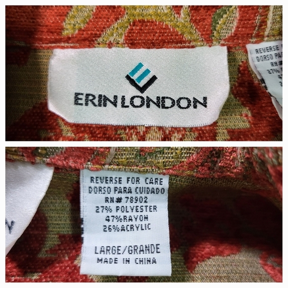 Vintage ERIN LONDON Rust and Gold Midweight Tapestry Coat - Size L - Picture 3 of 4